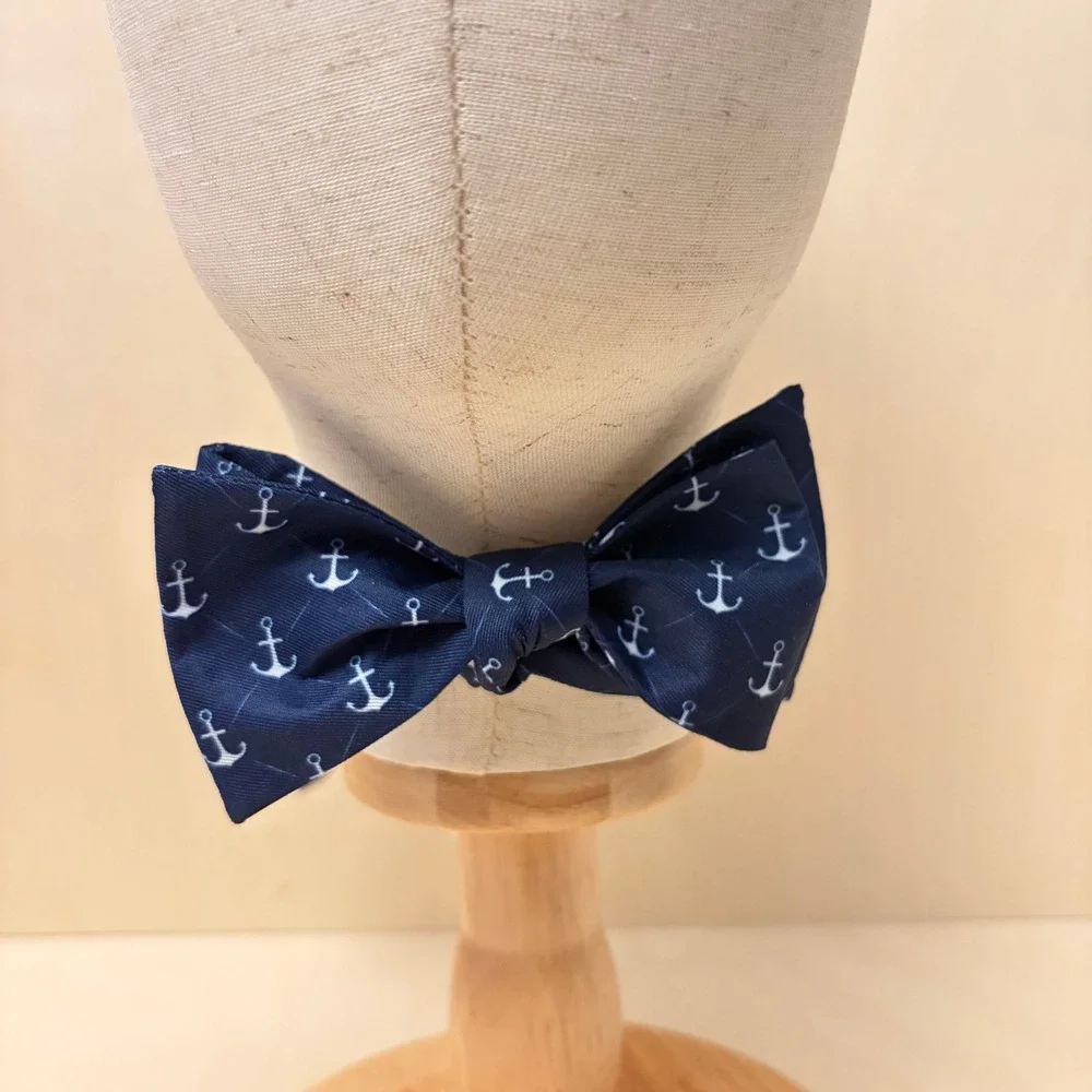 Simply Southern Bow Tie Mens Navy Blue Nautical Anchor NEW Preppy Adjustable